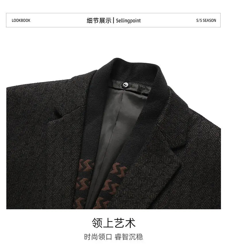 2026 Blazer's New Men's Fashion Business Outdoor Banquet Versatile Wedding Hosting Dress, Actor Gentleman Casual Scarf Blazer