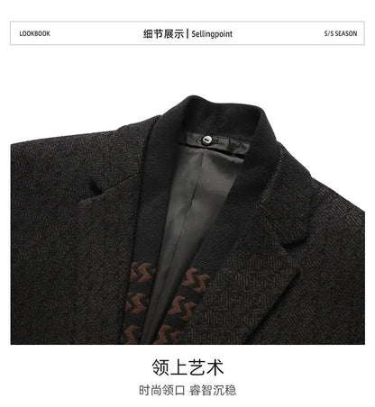 2026 Blazer's New Men's Fashion Business Outdoor Banquet Versatile Wedding Hosting Dress, Actor Gentleman Casual Scarf Blazer