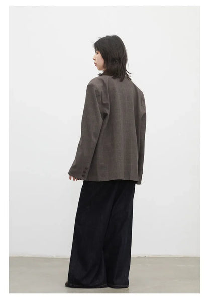 New Women Blazers Single-breasted Loose Casual Retro Striped Office Ladies Suit Jacket Female Coat Spring Autumn 2026