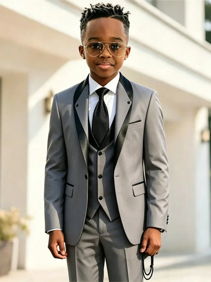 Handsome Boys Slim Fit Suits 3 Pieces Christmas Party Wear High Quality Kids Formal Suit Set Wedding Ring Bearer Outfit 2-20T