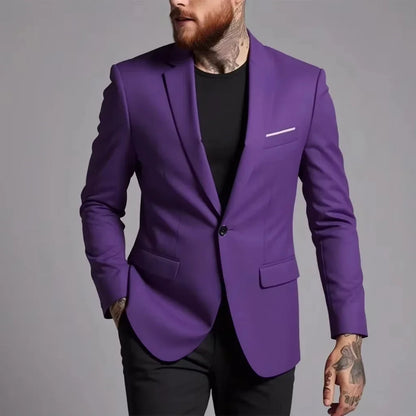 Men's Suit Business Jacket Thin Slim Fit Male 1 Piece Blazer Spring Autumn Simple Handsome Gentleman Vintage Casual