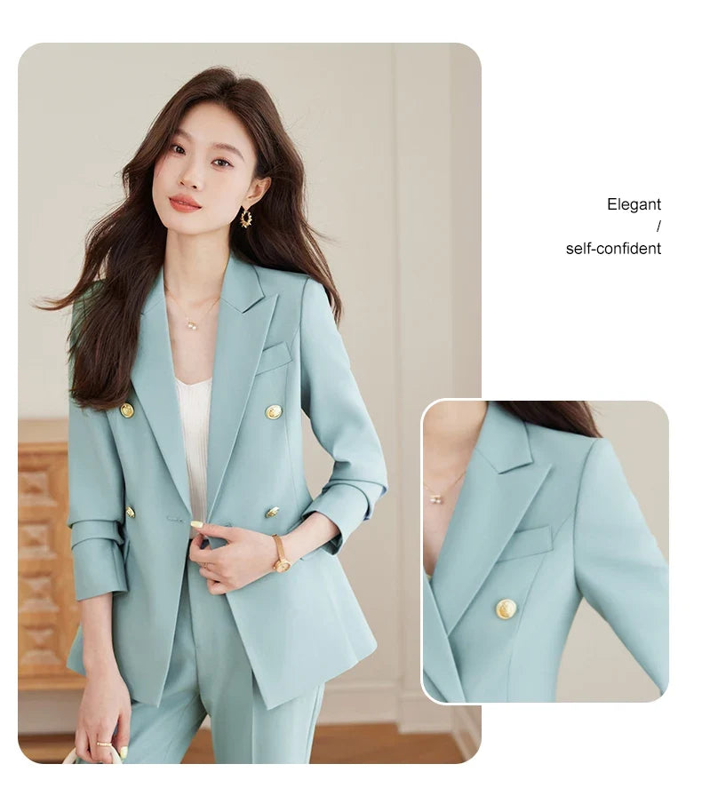 Elegant and fashionable professional women's high-quality two-piece suit jacket + pants. 2025 autumn/winter new styles