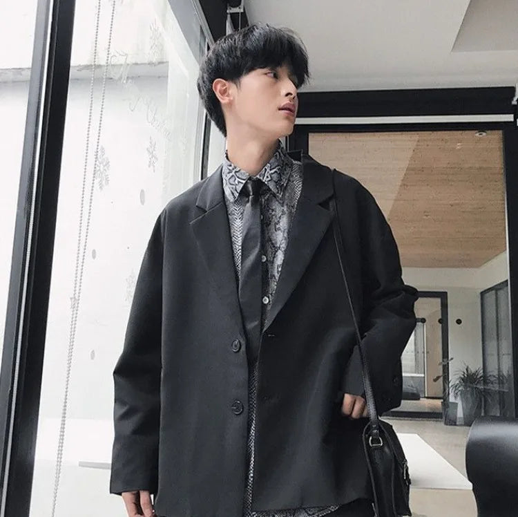Men's Spring Korean Style Retro Blazer Ins Trendy Hong Kong Style Cool Jacket Viral Vintage Casual Suit Outerwear New