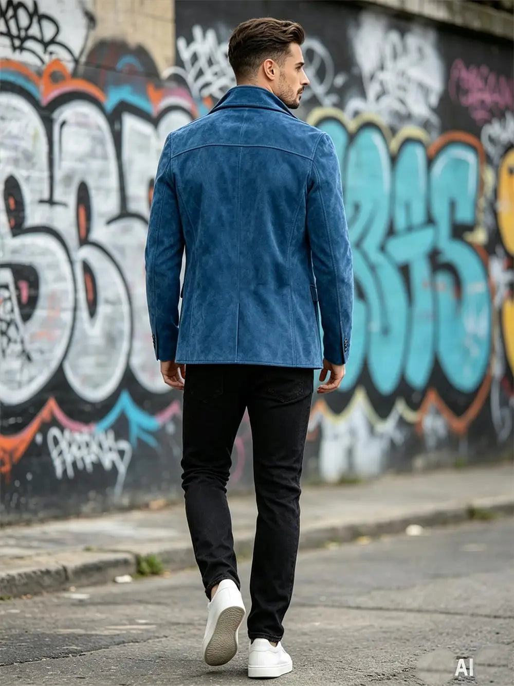 Men Faux Suede Jacket Double Breasted Lapel Collar Casual Blazer Vintage Comfort Business Office Autumn Winter Fashion Male Coat