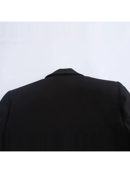Women's Black Gothic Emo Cropped Bow Blazer Jacket Y2k 2000s Vintage Suit Coat Long Sleeve Single Breasted Outerwear Autum 2025