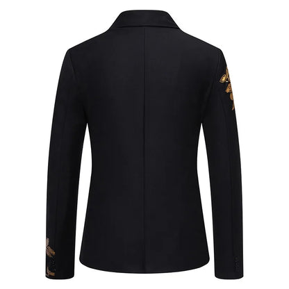 KIDWHXR Blazer Men Fashion Printed Wedding Stage Male Suit Coat Slim Single-breasted Long Sleeve Casual Outerwear for Man