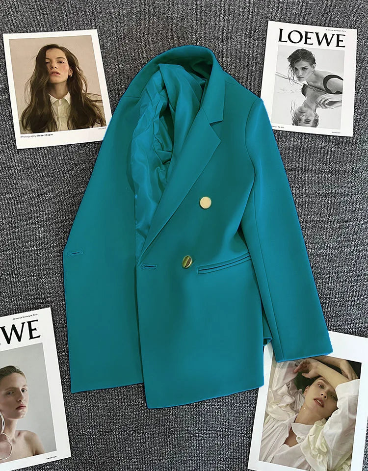 Women's Spring Autumn 2026 Commuter Style Small Suit Jacket Double Row Buttons White Versatile Polyester Fiber Fashion