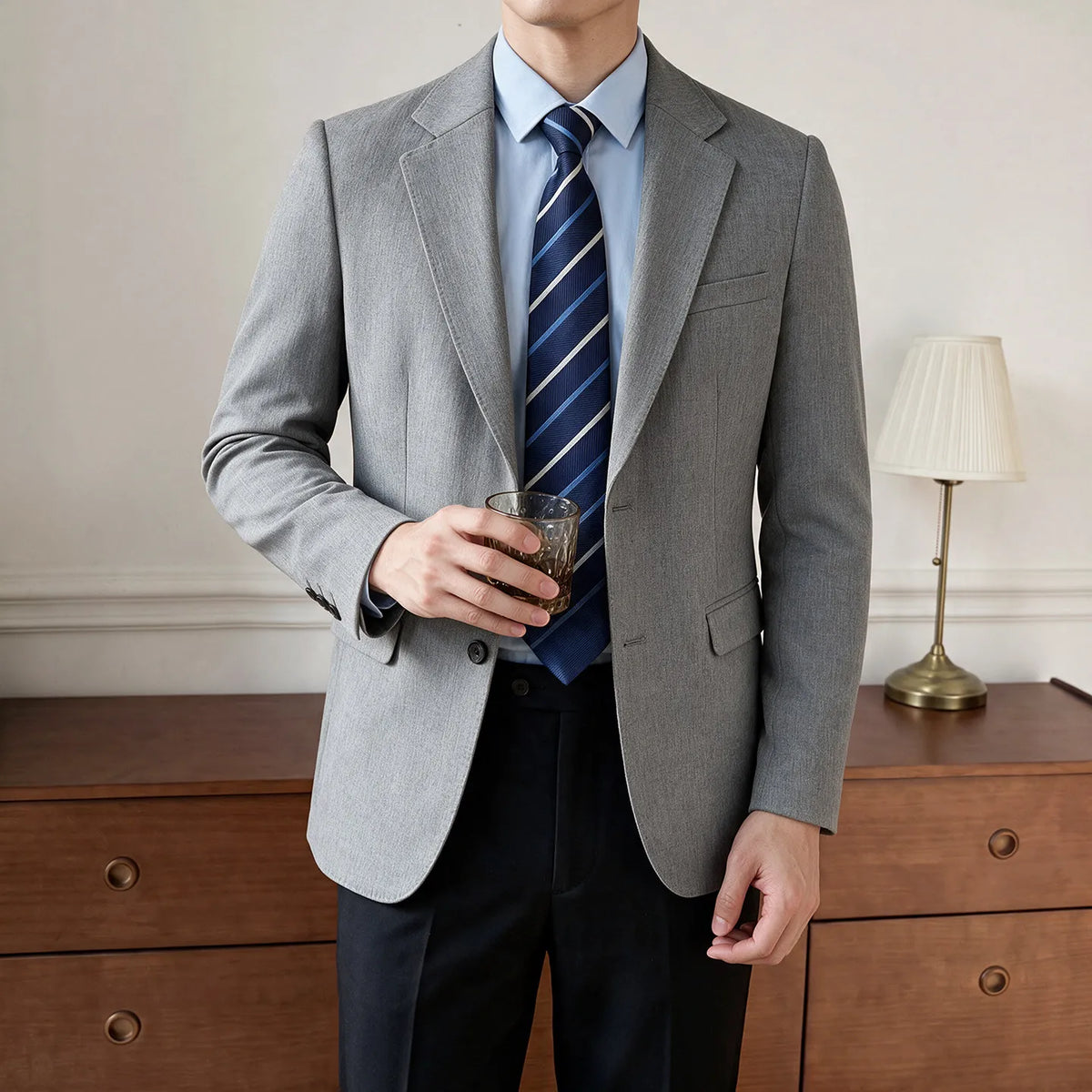 Men's Blazer Retro Texture Smart Casual Suit Lightweight Business Commuter Jacket