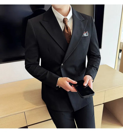 Men's 3-Piece Slim Fit Suit Set – Jacket, Vest & Pants for Wedding, Prom & Business