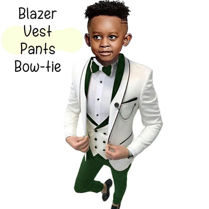 Boys Formal Suit Set – Four-Piece Wedding & Tuxedo Outfit for Toddlers & Kids