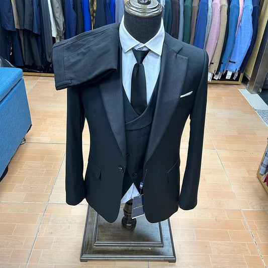 3-Piece Men's Suit Single Breasted Formal Tuxedo for Groom & Wedding