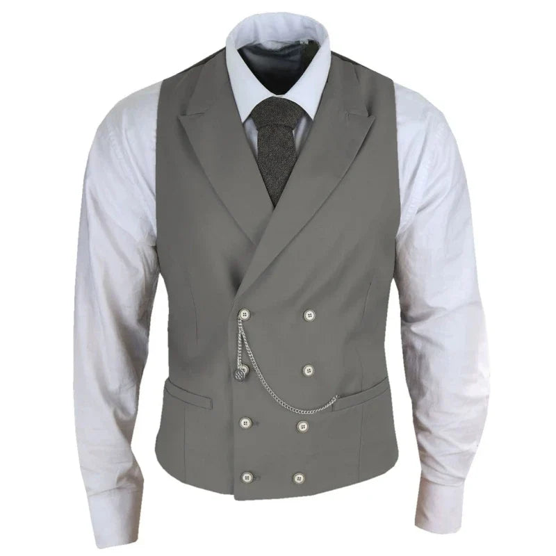 Men's Formal Satin Vest | Double Breasted Waistcoat for Wedding, Banquet & Business