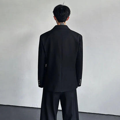 Spring Fashion Metal Buckle Decorate Solid Color Blazer Coat Men's Elegant Temperament Luxury Casual Male Clothes JY6115