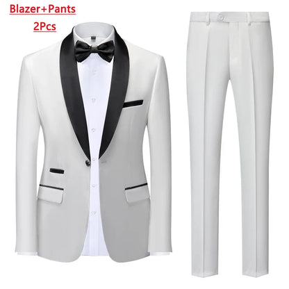 Men's Slim Fit Formal Suit Set – Blazer, Vest & Pants for Weddings & Parties