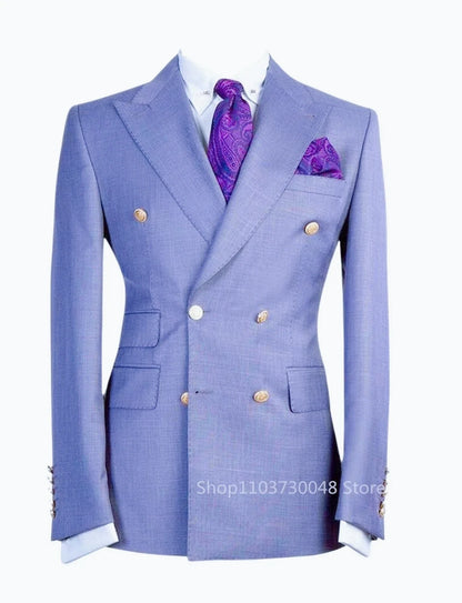 Formal Wedding Men Suit Jacket Slim Fit Peak Lapel Double Breasted Blazer Business One Coat Work Office Jacket for Party Prom