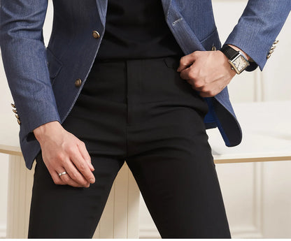 High Quality Men's Denim Style Suit Jacket Vintage Luxury Slim Fit Business Fashion Casual Suit Coat Formal Wedding Tuxedos