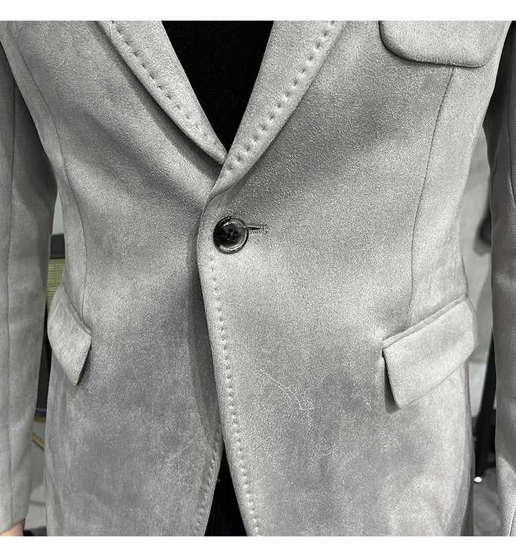 Men's Velvet Slim Fit Blazer Smart Casual Wedding Suit Jacket