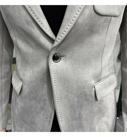 Men's Velvet Slim Fit Blazer Smart Casual Wedding Suit Jacket