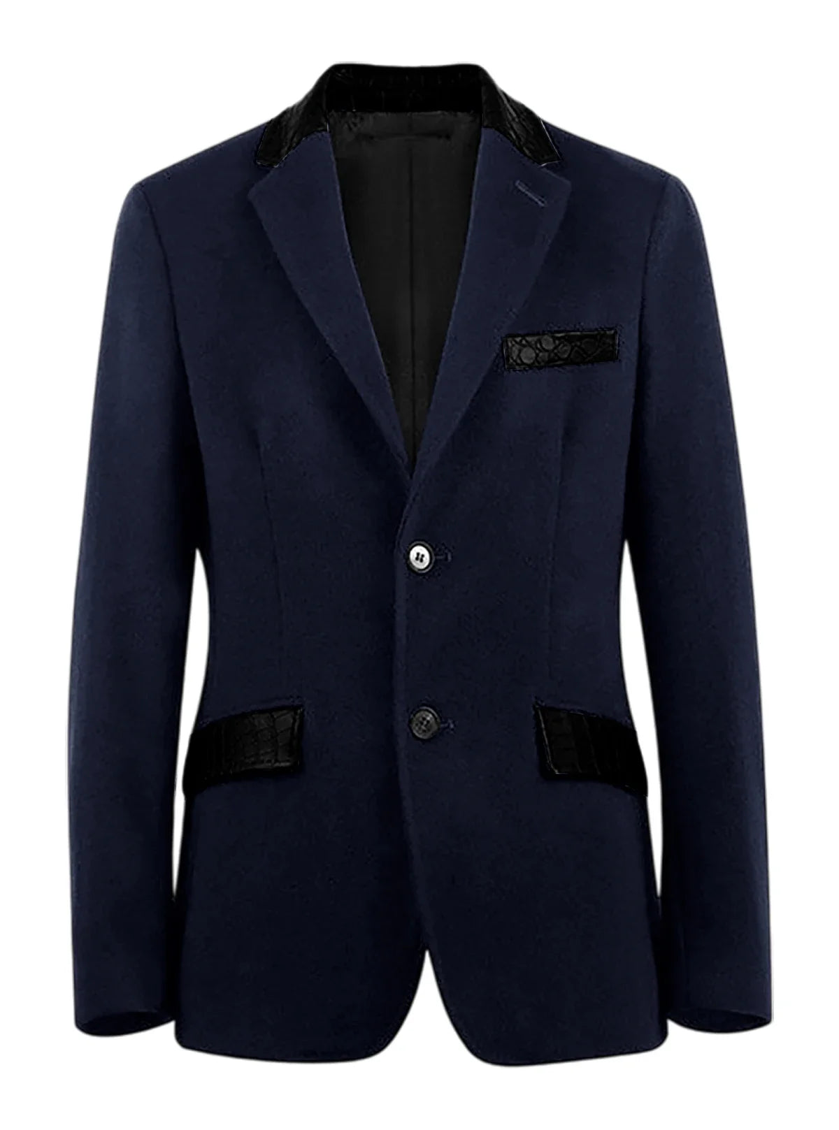 Men's Wool Blend Blazer Black Croc Print Lapel Collar Slim Fit Formal Business Casual Suit Jacket Autumn Winter Sport Coat