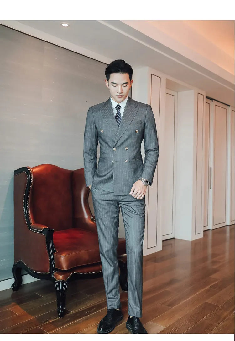 Men's Three-Piece Suit – Double Breasted Slim Fit Formal Suit for Men in Multiple Colors