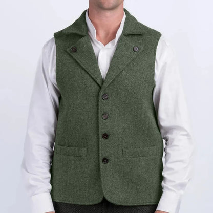 Men's Herringbone Vest Single Breasted Waistcoat for Wedding & Smart Casual Wear
