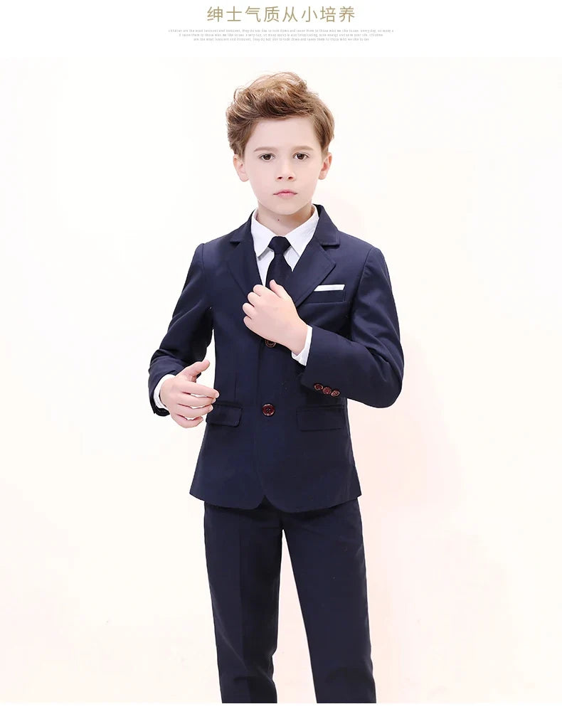 Kids Boys White Blazer Vest Pants 3PCS Set Children Baptism Wedding Prom Suit Baby Boy Elegant Dress Teenager Party Costume
