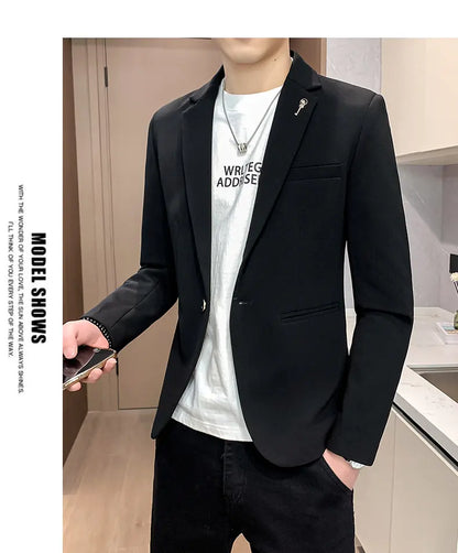 Blazer Outdoor Men's Velvet Fashion Business Korean-style Travel Wedding Solid Color Slimming Casual High Formal Wear Blazer