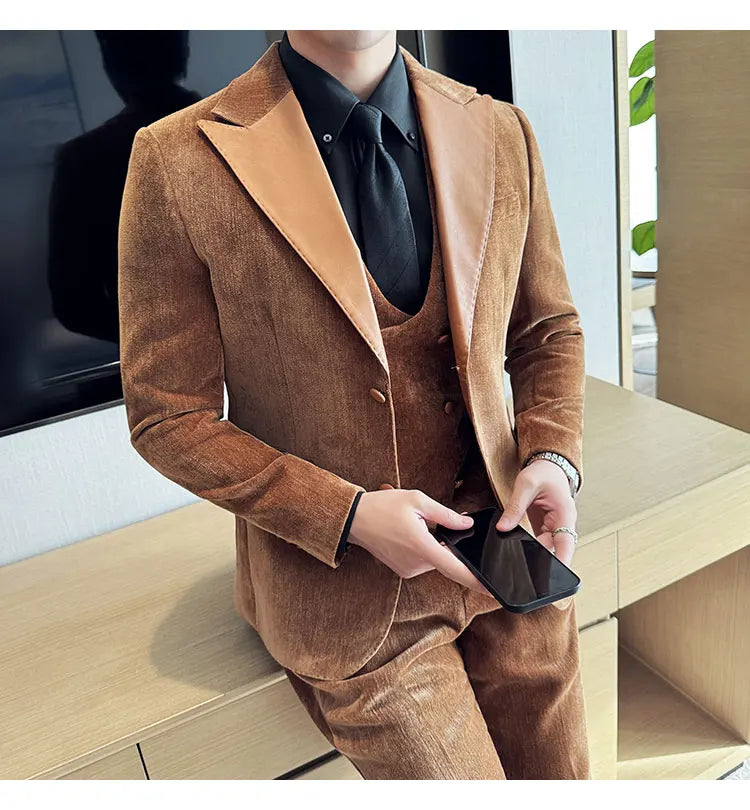 Men's Slim Fit 3-Piece Suit – Smart Casual & Wedding Formal Set