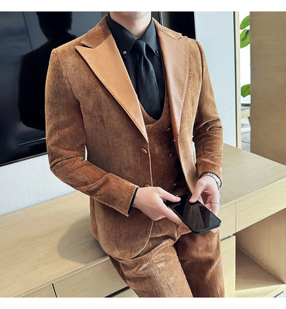 Men's Slim Fit 3-Piece Suit – Smart Casual & Wedding Formal Set