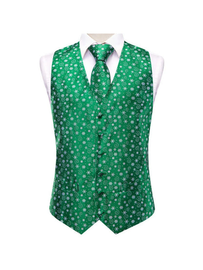 Men's Vest 3-Piece Set Christmas Print for Holiday Parties