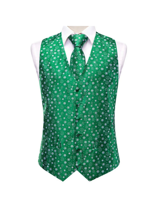 Men's Vest 3-Piece Set Christmas Print for Holiday Parties