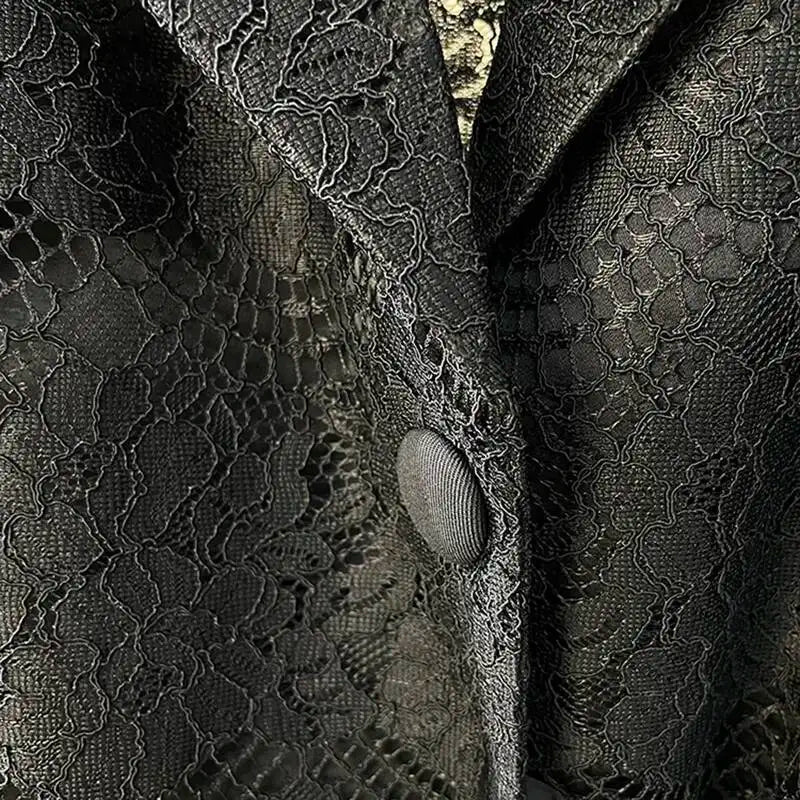Black Lace Long Sleeve Open Front Casual Party Outerwear Single Breasted Women New Autumn 2026 hot-Selling CPG5745