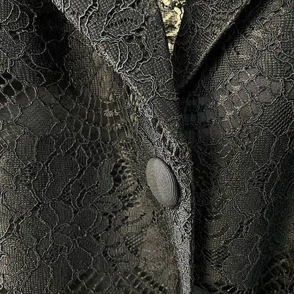 Black Lace Long Sleeve Open Front Casual Party Outerwear Single Breasted Women New Autumn 2026 hot-Selling CPG5745