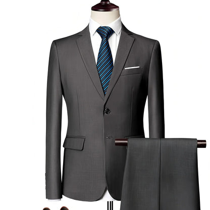 Men's 2 Piece Suit , Two Button Slim Fit Solid Jacket and Pants Set, Suits for Men Prom Party Wedding & Business