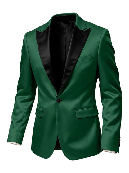 Men'sn Satin Tuxedo Blazer Black Peak Lapel One Button Slim Fit Suit Jacket Formal Business Casual Suit For Wedding Party Prom