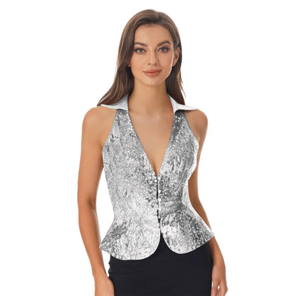 Women's Vest Dressy Party Tops Sequins Waistcoat Sparkly Sleeveless Vests Rave Music Festival Nightclub Jazz Dance Cosutme