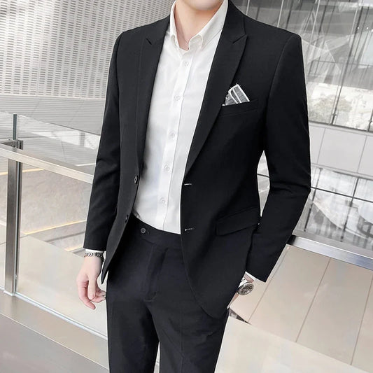 Men's Linen 3-Piece Slim Fit Suit | Peak Lapel Wedding Suit in Blue & Beige