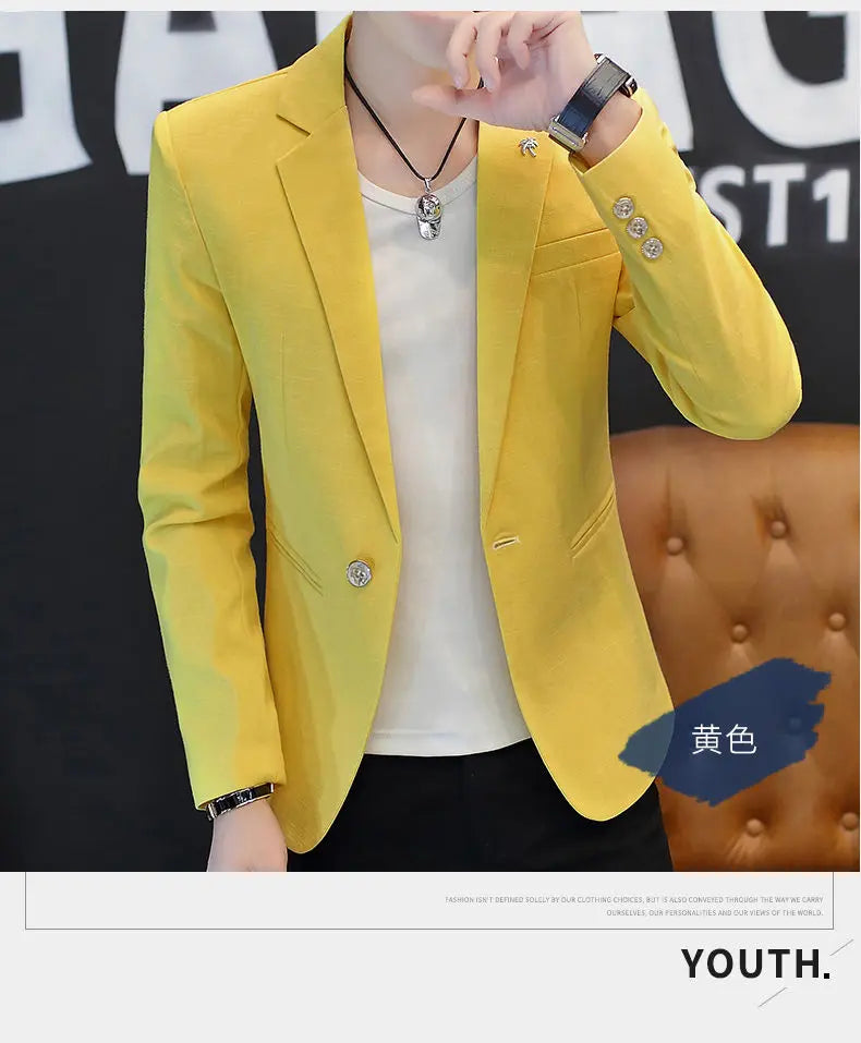 Blazer: Outdoor Fashion, Business-style, Gentleman's Wedding Host, Campus Casual, Relaxed, Korean-style, Youthful Men's Blazer