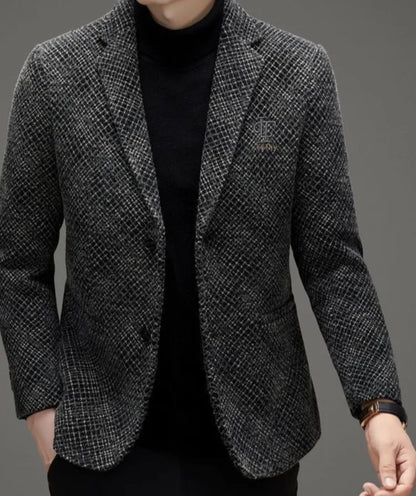 Men's Autumn Winter Thickened Business Casual Blazer Jacket Middle Aged Warm Outerwear
