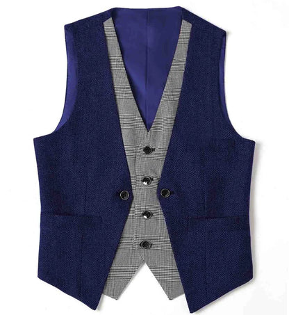 Men's Herringbone Vest – V-Neck Single Breasted Waistcoat for Weddings & Formal Events