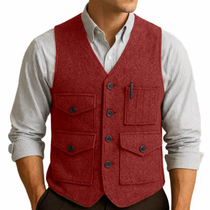 Men's Formal Vest Single Breasted Waistcoat for Wedding and Business