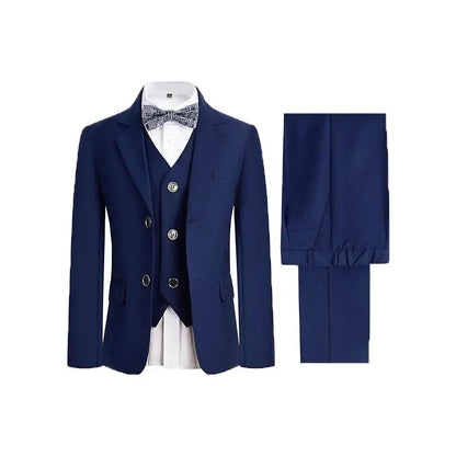 4Pieces/Set Jacket Vest Pants Bowtie Child White Piano Violin Dress Gentleman Kids Slim Prom Suit Boys Dance Performance Costume