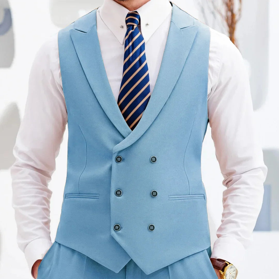 Men's Double Breasted Vest Formal Lapel Waistcoat for Wedding & Special Occasions