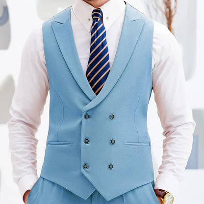 Men's Double Breasted Vest Formal Lapel Waistcoat for Wedding & Special Occasions