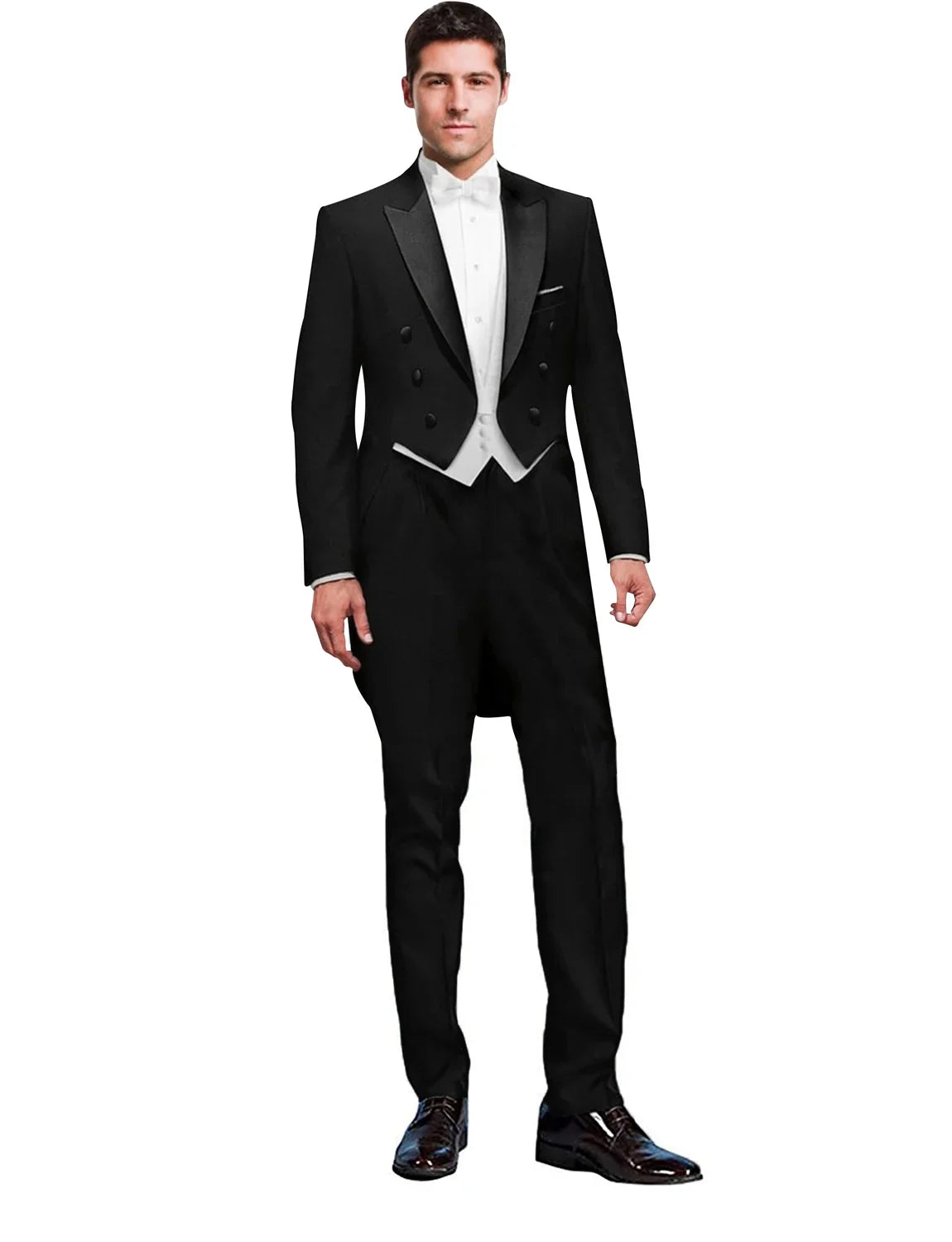 Costume 3 Pièces Solide pour Homme, Smoking de Mariage, Blazer Long, Garçon d'Honneur, Bal de Promo, Costume Masculin Tendance (Veste+Gilet+Pantalon)