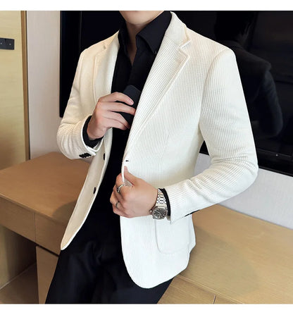 Autumn Winter New Chenille Velvet Suit Jacket Men's Casual Business Fashion Formal Party Coats  Tailcoat Men's Clothing 4XL-M