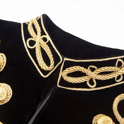 Blazer Rope Button Three-dimensional Men's European Court Dress Noble Retro Velvet Dress Singer Actor Stage Night Show Blazer