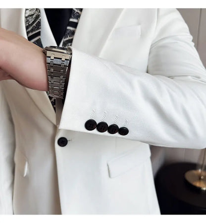 Scarf With Design Double Collar Suit Men's Business Casual Groom Wedding Slim Fit Suit Tuxedo 3-piece Set (Jacket+Vest+Pant)