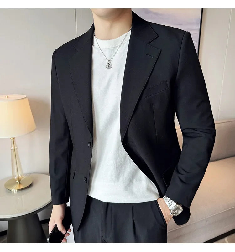 Tencel High Tech Fabric Men Spring Summer Thin Suits 2 Pieces (jacket+pants) Business Casual Office Wedding Groom Dress Suit