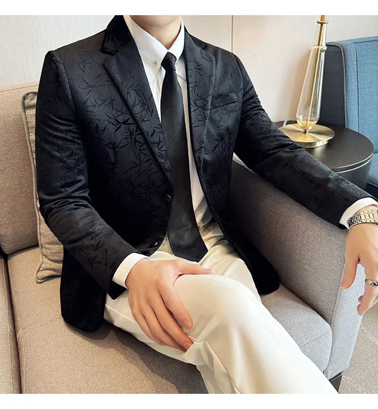 British Style Velvet Men Blazers Autumn Winter Slim Fit Casual Business Suit Jackets Wedding Groom Banquet Formal Coats